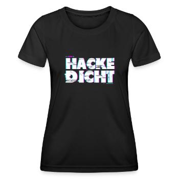 Hacke Dicht - Party - Frauen Funktions-T-Shirt - Schwarz - Vorne - AI Model Female 172 light (172cm)