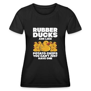 Rubber Ducks Are Like Potato Chips Funny Duckie Du - Frauen Funktions-T-Shirt - Schwarz - Vorne - AI Model Female 172 light (172cm)