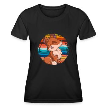 Süßes Wald Tier Waldbewohner Geschenk Retro Fuchs - Frauen Funktions-T-Shirt - Schwarz - Vorne - AI Model Female 172 light (172cm)
