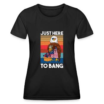 Just Here To Bang America Eagle Fireworks 4 juillet - T-shirt sport Femme - noir - Devant - AI Model Female 172 light (172cm)