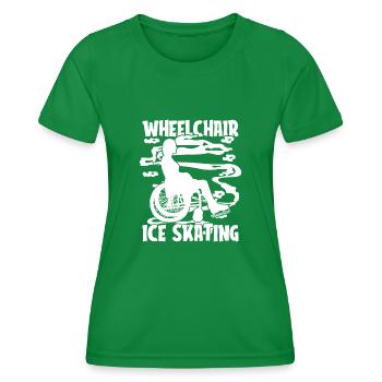 Schlittschuhlaufen Rollstuhl - Frauen Funktions-T-Shirt - Kelly Green - Vorne - AI Model Female 172 dark (172cm)