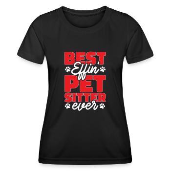 Pet Sitting Cat Dog Pet Sitter - Women's Functional T-Shirt - black - Front - AI Model Female 172 light (172cm)