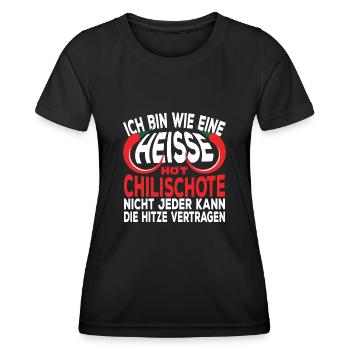 Heisse Chilischote Freche Sprüche Lustig Geschenk - Frauen Funktions-T-Shirt - Schwarz - Vorne - AI Model Female 172 light (172cm)