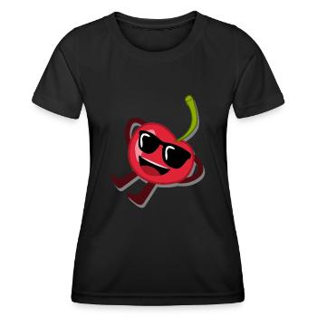 Kirsche mit Sonnenbrille Kirschen - Frauen Funktions-T-Shirt - Schwarz - Vorne - AI Model Female 172 light (172cm)
