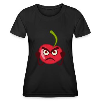 Saure Kirsche zeigt Mittelfinger - Frauen Funktions-T-Shirt - Schwarz - Vorne - AI Model Female 172 light (172cm)