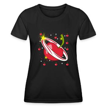 Cerise dans l’espace Cerises - T-shirt sport Femme - noir - Devant - AI Model Female 172 light (172cm)
