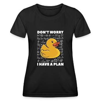 Kids School Funny Rubber Duck Don't Worry I Have A - Frauen Funktions-T-Shirt - Schwarz - Vorne - AI Model Female 172 light (172cm)