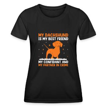Mein Dackel ist mein bester Freund Hundeliebhaber Hundebesitzer - Frauen Funktions-T-Shirt - Schwarz - Vorne - AI Model Female 172 light (172cm)