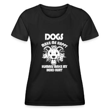 Les chiens me rendent heureux humain me font mal à la tête Doglove - T-shirt sport Femme - noir - Devant - AI Model Female 172 light (172cm)