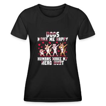 Les chiens me rendent heureux humain me font mal à la tête Doglove - T-shirt sport Femme - noir - Devant - AI Model Female 172 light (172cm)