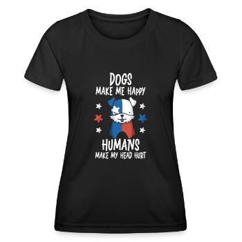 Les chiens me rendent heureux humain me font mal à la tête Doglove - T-shirt sport Femme - noir - Devant - AI Model Female 172 light (172cm)
