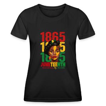 Juneteenth 1865 Remembering My Ancestors - Women's Functional T-Shirt - black - Front - AI Model Female 172 light (172cm)