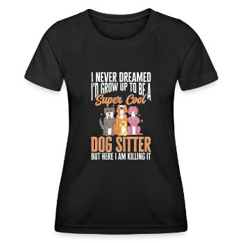 Pet Sitting Cat Dog Pet Sitter - Women's Functional T-Shirt - black - Front - AI Model Female 172 light (172cm)