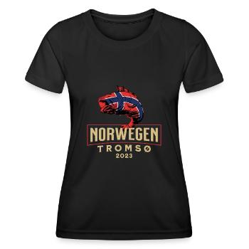 Angelurlaub Angeltour in Norwegen Tromsø - Frauen Funktions-T-Shirt - Schwarz - Vorne - AI Model Female 172 light (172cm)