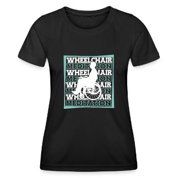 Meditation Meditieren Rollstuhl - Frauen Funktions-T-Shirt - Schwarz - Vorne - AI Model Female 172 light (172cm)