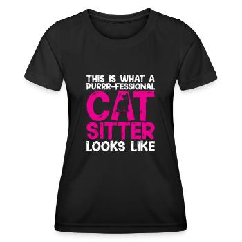 Pet Sitting Cat Dog Pet Sitter - Women's Functional T-Shirt - black - Front - AI Model Female 172 light (172cm)