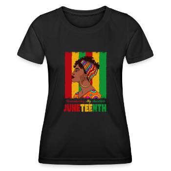 Juneteenth 1865 Se souvenir de mes ancêtres - T-shirt sport Femme - noir - Devant - AI Model Female 172 light (172cm)