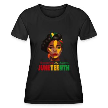 Juneteenth 1865 Gedenken an meine Vorfahren - Frauen Funktions-T-Shirt - Schwarz - Vorne - AI Model Female 172 light (172cm)