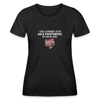 J’utilise un bâton de dynamite comme jeu de mots de gangster cure-dent - T-shirt sport Femme - noir - Devant - AI Model Female 172 light (172cm)