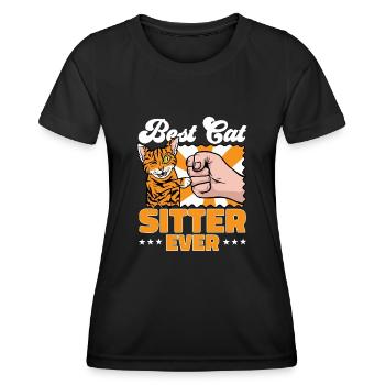 Pet Sitting Cat Dog Pet Sitter - Women's Functional T-Shirt - black - Front - AI Model Female 172 light (172cm)