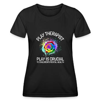Thérapeute du jeu - Thérapeute en récréothérapie RT - T-shirt sport Femme - noir - Devant - AI Model Female 172 light (172cm)