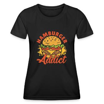 Hamburger Addict Hamburger Fast Food Lover - T-shirt sport Femme - noir - Devant - AI Model Female 172 light (172cm)