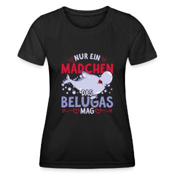 Beluga Ozean Tier Mädchen Geschenk Beluga Wal - Frauen Funktions-T-Shirt - Schwarz - Vorne - AI Model Female 172 light (172cm)