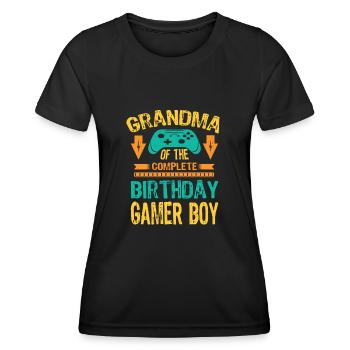 Grandma Of the Birthday Boy Gaming Family Party - Women's Functional T-Shirt - black - Front - AI Model Female 172 light (172cm)