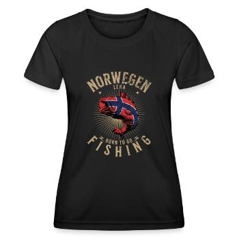 Angelurlaub Angeltour in Norwegen Leka - Frauen Funktions-T-Shirt - Schwarz - Vorne - AI Model Female 172 light (172cm)