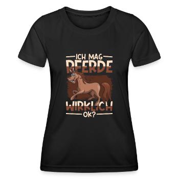 Reiterhof Pferdesport Lustiges Geschenk Pferd - Frauen Funktions-T-Shirt - Schwarz - Vorne - AI Model Female 172 light (172cm)