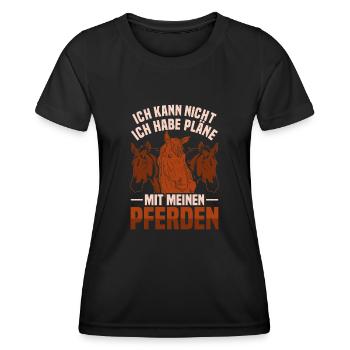 Reiterhof Pferde Reiter Geschenk Lustiges Pferd - Frauen Funktions-T-Shirt - Schwarz - Vorne - AI Model Female 172 light (172cm)
