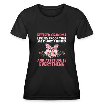 Grand-mère retraitée Pension de retraite Grand-mère Reti - T-shirt sport Femme - noir - Devant - AI Model Female 172 light (172cm)