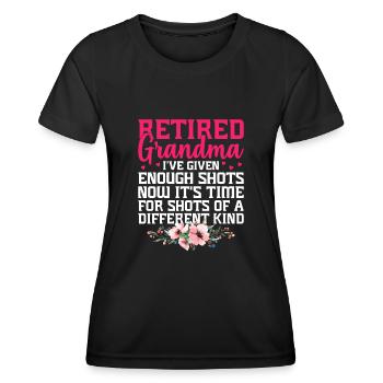 Grand-mère retraitée Pension Infirmière infirmière en soins infirmiers - T-shirt sport Femme - noir - Devant - AI Model Female 172 light (172cm)