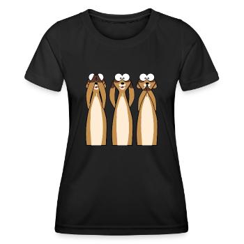 Erdmännchen statt 3 Affen - Frauen Funktions-T-Shirt - Schwarz - Vorne - AI Model Female 172 light (172cm)