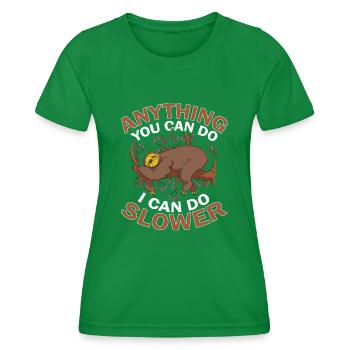 Sloth Sleep Saying - Women's Functional T-Shirt - kelly green - Front - AI Model Female 172 dark (172cm)