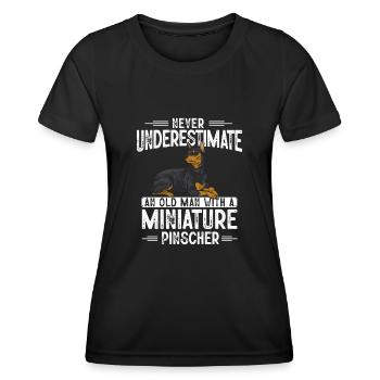 Miniature Pinscher Rehpinscher Min Pin Dog - Women's Functional T-Shirt - black - Front - AI Model Female 172 light (172cm)