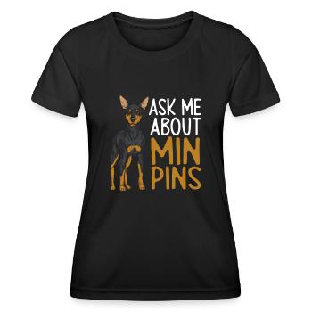Miniature Pinscher Rehpinscher Min Pin Dog - Women's Functional T-Shirt - black - Front - AI Model Female 172 light (172cm)