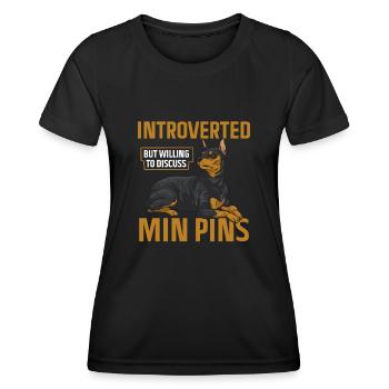 Miniature Pinscher Rehpinscher Min Pin Dog - Women's Functional T-Shirt - black - Front - AI Model Female 172 light (172cm)