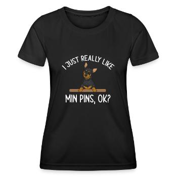 Miniature Pinscher Rehpinscher Min Pin Dog - Women's Functional T-Shirt - black - Front - AI Model Female 172 light (172cm)