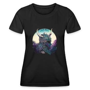 Wikingerhelm Runen Wikingerkrieger Nordische - Frauen Funktions-T-Shirt - Schwarz - Vorne - AI Model Female 172 light (172cm)