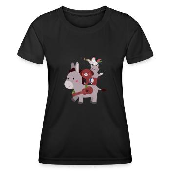 Bremen Town Musicians - Frauen Funktions-T-Shirt - Schwarz - Vorne - AI Model Female 172 light (172cm)