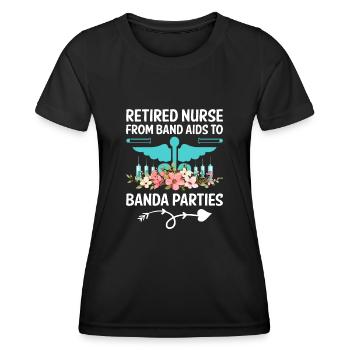 Grand-mère retraitée Pension Infirmière infirmière en soins infirmiers - T-shirt sport Femme - noir - Devant - AI Model Female 172 light (172cm)
