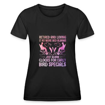 Grand-mère retraitée Pension Infirmière infirmière en soins infirmiers - T-shirt sport Femme - noir - Devant - AI Model Female 172 light (172cm)