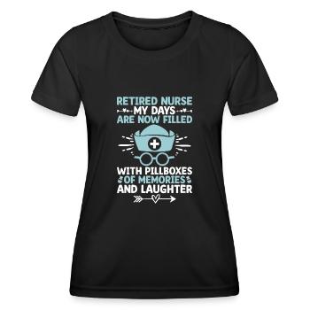 Grand-mère retraitée Pension Infirmière infirmière en soins infirmiers - T-shirt sport Femme - noir - Devant - AI Model Female 172 light (172cm)