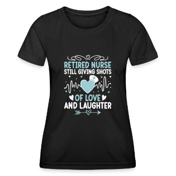 Grand-mère retraitée Pension Infirmière infirmière en soins infirmiers - T-shirt sport Femme - noir - Devant - AI Model Female 172 light (172cm)