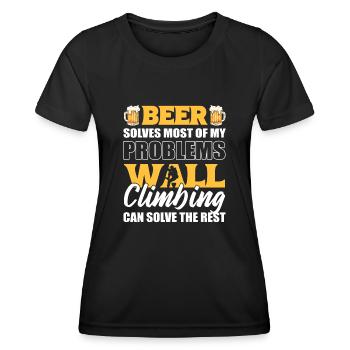 Bier löst die meisten Probleme Wandklettern löst - Frauen Funktions-T-Shirt - Schwarz - Vorne - AI Model Female 172 light (172cm)