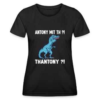 Anthony Namen Shirt lustiges Trex Meme Überbiss - Frauen Funktions-T-Shirt - Schwarz - Vorne - AI Model Female 172 light (172cm)