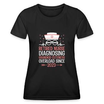 Grand-mère retraitée Pension Infirmière infirmière en soins infirmiers - T-shirt sport Femme - noir - Devant - AI Model Female 172 light (172cm)