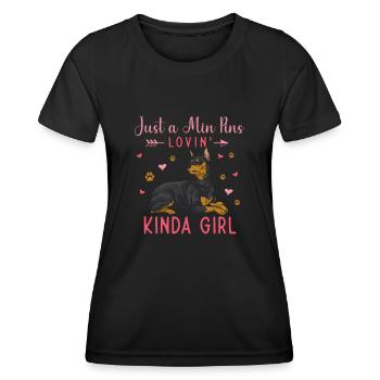 Miniature Pinscher Rehpinscher Min Pin Dog - Women's Functional T-Shirt - black - Front - AI Model Female 172 light (172cm)