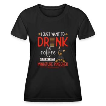 Miniature Pinscher Rehpinscher Min Pin Dog - Women's Functional T-Shirt - black - Front - AI Model Female 172 light (172cm)